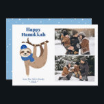 Niedliche Hanukkah Sloth 2 FotoCollage Feiertagskarte<br><div class="desc">Niedliche Hanukkah schlampig personalisierte Fotokarten.</div>