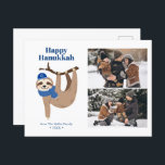 Niedliche Hanukkah Sloth 2 FotoCollage Feiertagspostkarte<br><div class="desc">Niedliche Hanukkah schlampig personalisierte Fotokarten.</div>
