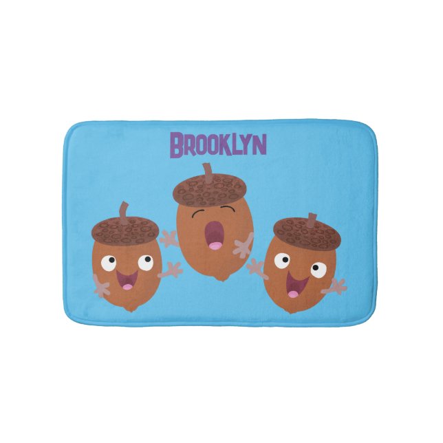 Niedliche Happy Acorns singen Cartoon für Kinder Badematte (Vorderseite)