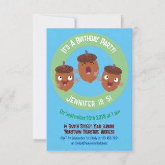 Niedliche Happy Acorns singen Cartoon für Kinder Einladung