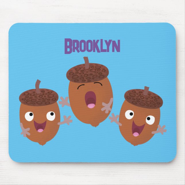 Niedliche Happy Acorns singen Cartoon für Kinder Mousepad (Vorne)
