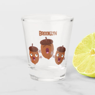 Niedliche Happy Acorns singen Cartoon für Kinder Schnapsglas