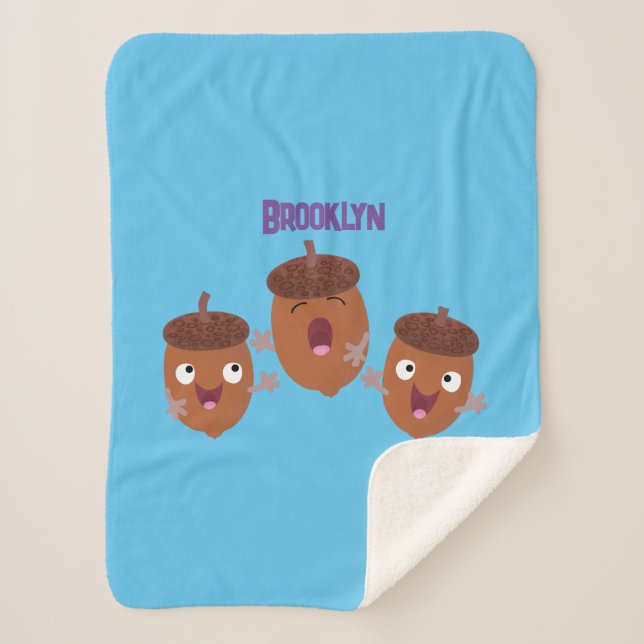 Niedliche Happy Acorns singen Cartoon für Kinder Sherpadecke (Vorderseite)