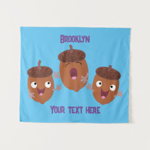 Niedliche Happy Acorns singen Cartoon für Kinder Wandteppich