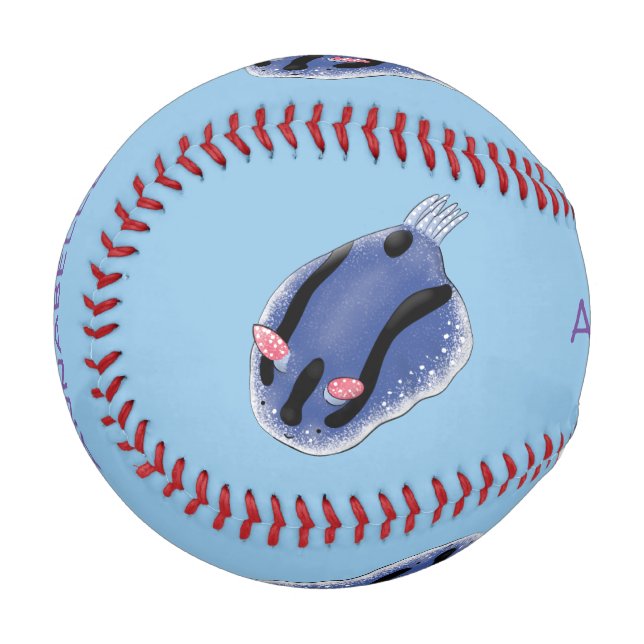 Niedliche Happy Blue Nacktverzweigung Cartoon Illu Baseball (Vorderseite Links)