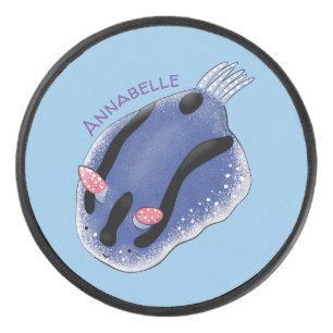 Niedliche Happy Blue Nacktverzweigung Cartoon Illu Eishockey Puck