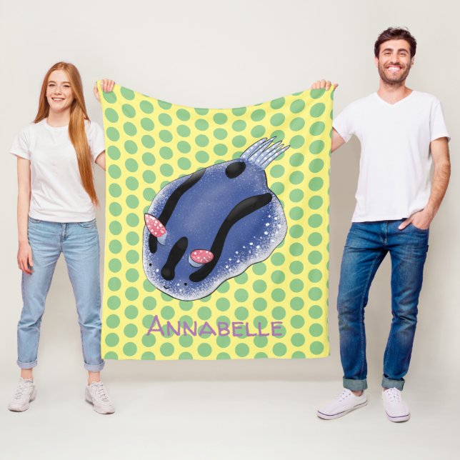 Niedliche Happy Blue Nacktverzweigung Cartoon Illu Fleecedecke (Beispiel)