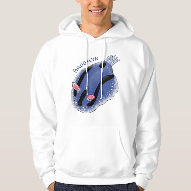 Niedliche Happy Blue Nacktverzweigung Cartoon Illu Hoodie (Vorderseite)