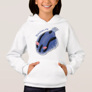 Niedliche Happy Blue Nacktverzweigung Cartoon Illu Hoodie