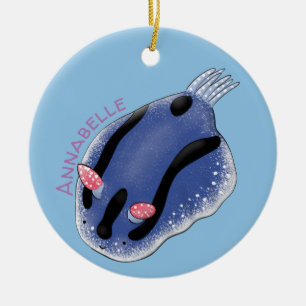 Niedliche Happy Blue Nacktverzweigung Cartoon Illu Keramik Ornament