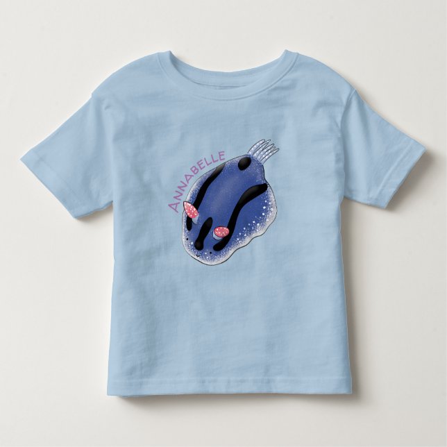 Niedliche Happy Blue Nacktverzweigung Cartoon Illu Kleinkind T-shirt (Vorderseite)