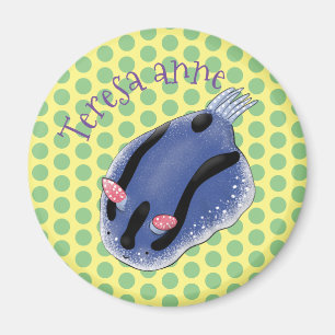 Niedliche Happy Blue Nacktverzweigung Cartoon Illu Magnet