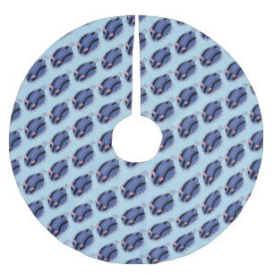 Niedliche Happy Blue Nacktverzweigung Cartoon Illu Polyester Weihnachtsbaumdecke