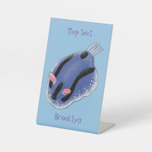 Niedliche Happy Blue Nacktverzweigung Cartoon Illu Sockelschild