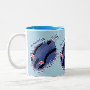 Niedliche Happy Blue Nacktverzweigung Cartoon Illu Zweifarbige Tasse