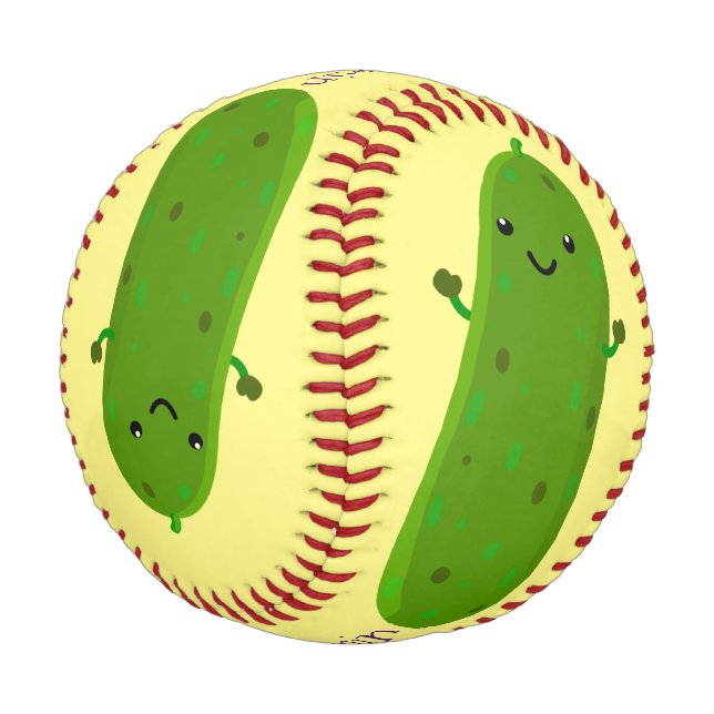 Niedliche Happy Cartoon Illustration Baseball (Schrägansicht)