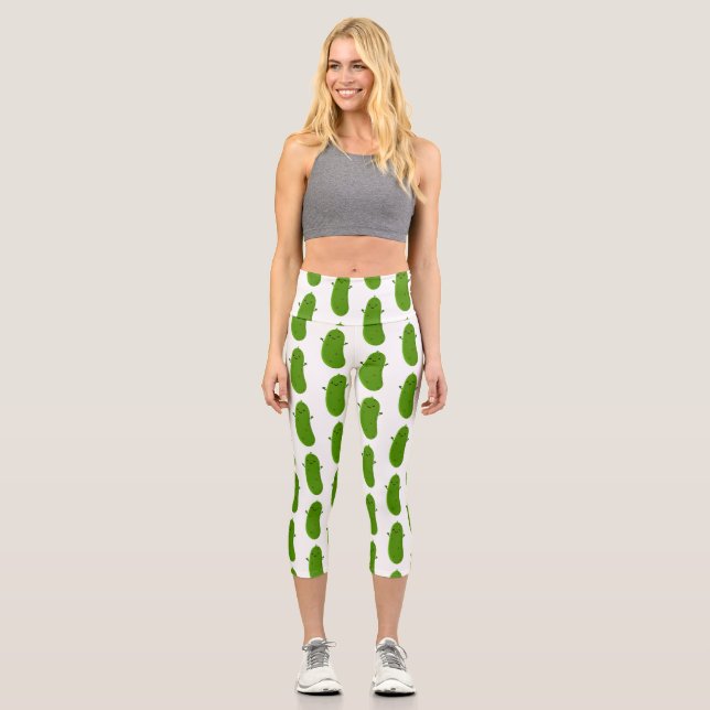 Niedliche Happy Cartoon Illustration Capri Leggings (Vorderseite)