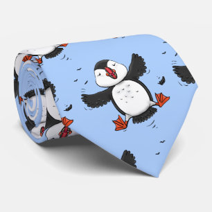 Niedliche Happy-Fly-Puffsack-Blauer Cartoon-Illust Krawatte