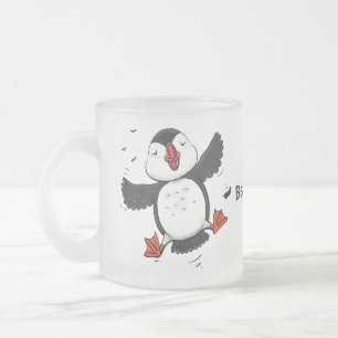 Niedliche Happy-Fying-Puffsängerin mit blauen Cart Mattglastasse