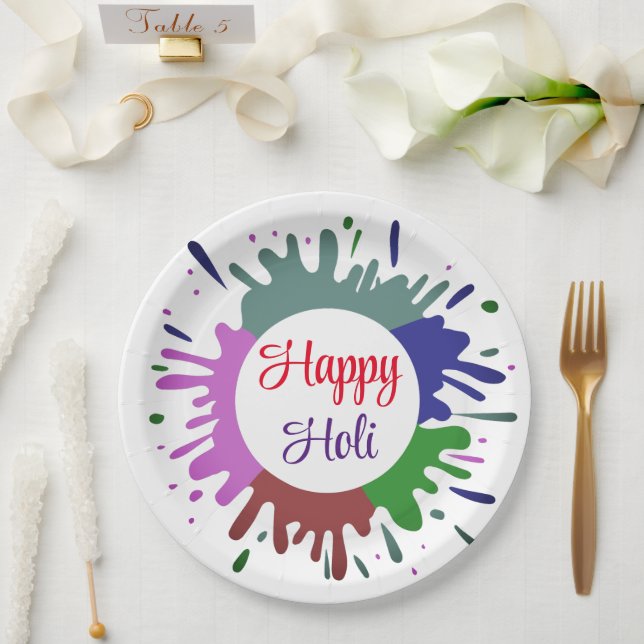 Niedliche Happy Holi Papier Teller (Hochzeit)