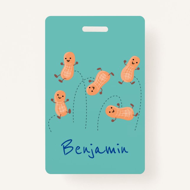 Niedliche Happy Jumping Erdnüsse Cartoon Illustrat Ausweis (Vorderseite)