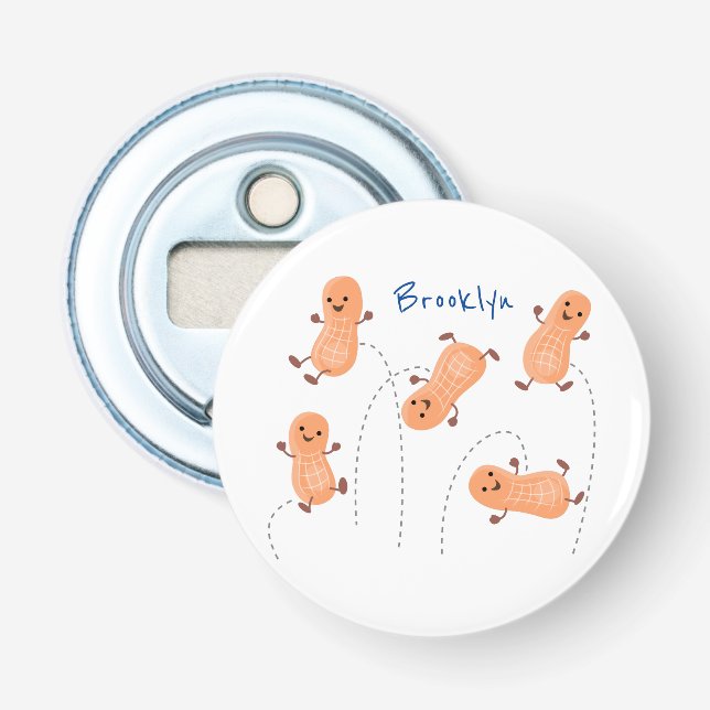 Niedliche Happy Jumping Erdnüsse Cartoon Illustrat Flaschenöffner (Vorderseite)