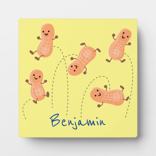 Niedliche Happy Jumping Erdnüsse Cartoon Illustrat Fotoplatte (Vorderseite)