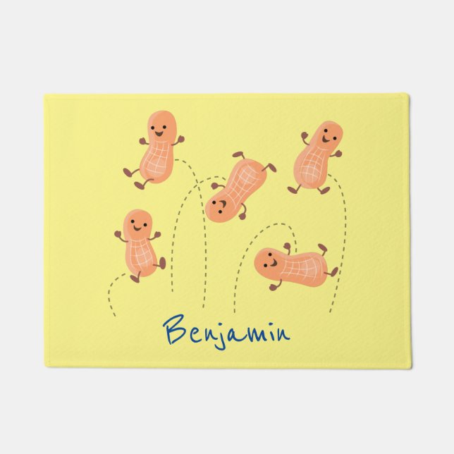 Niedliche Happy Jumping Erdnüsse Cartoon Illustrat Fußmatte (Vorderseite)