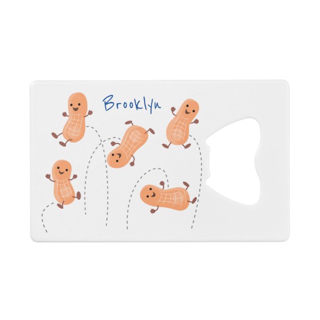 Niedliche Happy Jumping Erdnüsse Cartoon Illustrat Geldbeutel Flaschenöffner (Vorderseite (Horizontal))
