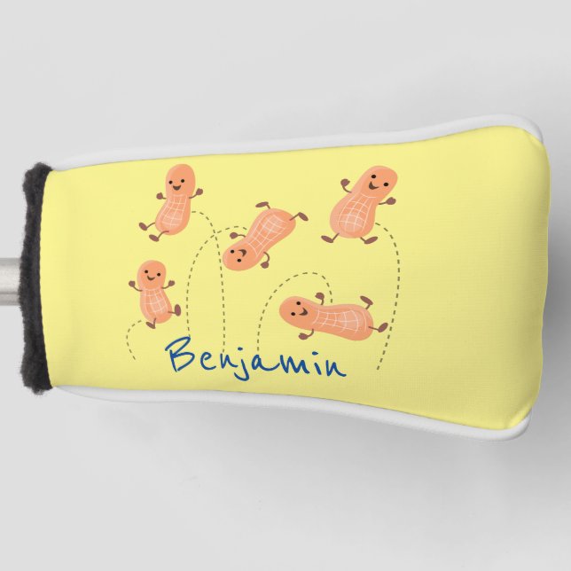Niedliche Happy Jumping Erdnüsse Cartoon Illustrat Golf Headcover (Vorderseite)