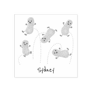Niedliche Happy Jumping Erdnüsse Cartoon Illustrat Gummistempel