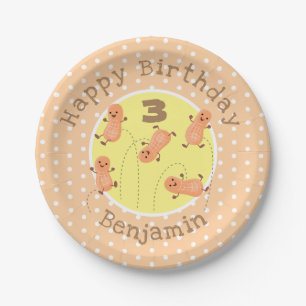 Niedliche Happy Jumping Erdnüsse Cartoon Illustrat Pappteller