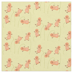 Niedliche Happy Jumping Erdnüsse Cartoon Illustrat Stoff