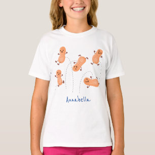 Niedliche Happy Jumping Erdnüsse Cartoon Illustrat T-Shirt