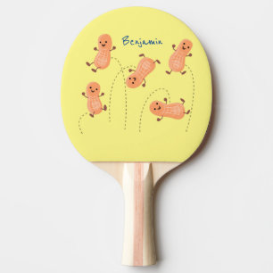 Niedliche Happy Jumping Erdnüsse Cartoon Illustrat Tischtennis Schläger
