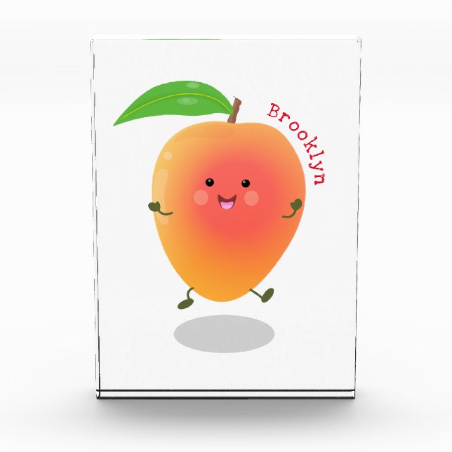 Niedliche Happy Mango Cartoon Illustration Fotoblock (Vorderseite)