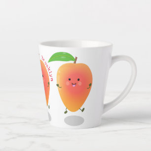 Niedliche Happy Mango Cartoon Illustration Milchtasse