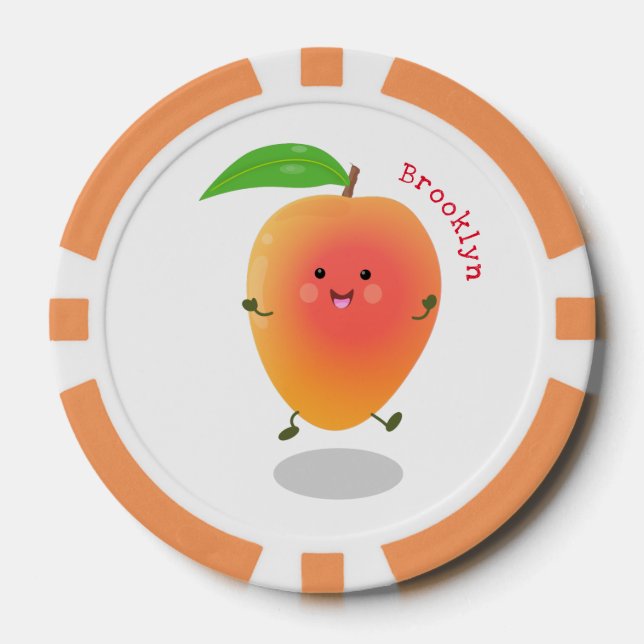 Niedliche Happy Mango Cartoon Illustration Pokerchips (Vorderseite)
