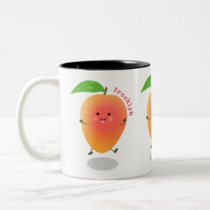 Niedliche Happy Mango Cartoon Illustration Zweifarbige Tasse