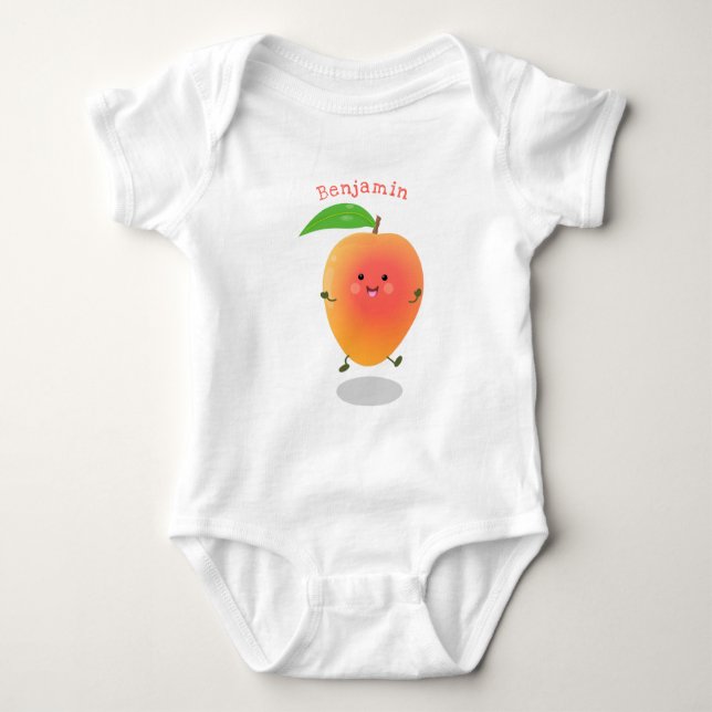 Niedliche Happy Mango Gelb Cartoon Illustration Baby Strampler (Vorderseite)