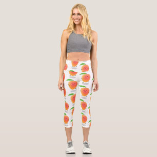 Niedliche Happy Mango Gelb Cartoon Illustration Capri Leggings