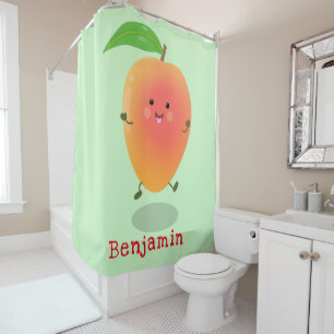 Niedliche Happy Mango Gelb Cartoon Illustration Duschvorhang