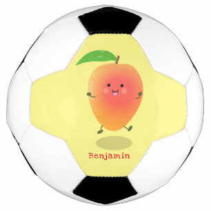 Niedliche Happy Mango Gelb Cartoon Illustration Fußball