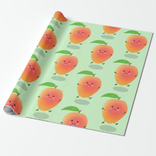 Niedliche Happy Mango Gelb Cartoon Illustration Geschenkpapier