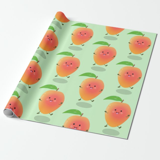 Niedliche Happy Mango Gelb Cartoon Illustration Geschenkpapier (Ungerollt)