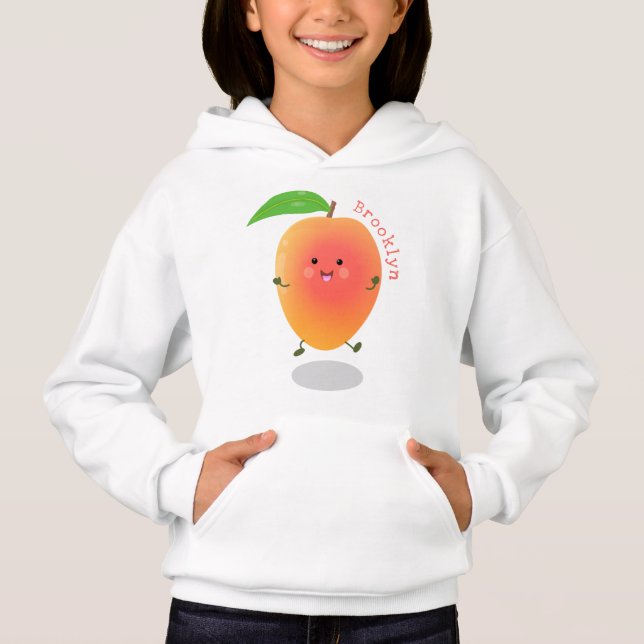 Niedliche Happy Mango Gelb Cartoon Illustration Hoodie (Vorderseite)