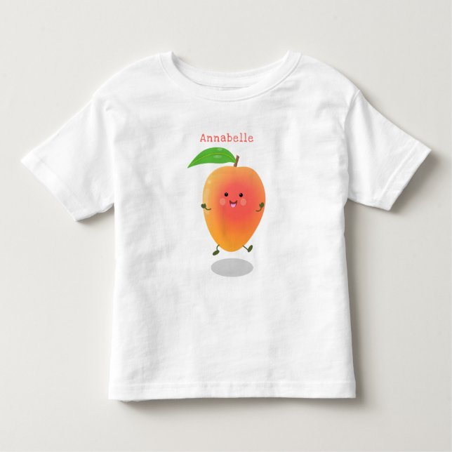Niedliche Happy Mango Gelb Cartoon Illustration Kleinkind T-shirt (Vorderseite)
