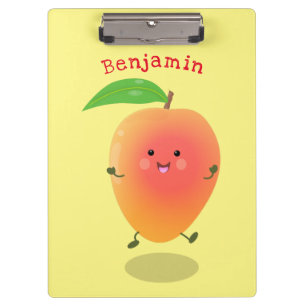 Niedliche Happy Mango Gelb Cartoon Illustration Klemmbrett
