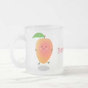 Niedliche Happy Mango Gelb Cartoon Illustration Mattglastasse