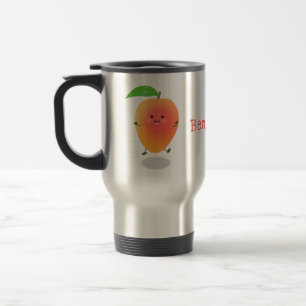 Niedliche Happy Mango Gelb Cartoon Illustration Reisebecher
